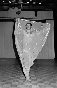 Issey Miyake’s “East Meets West” fashion show at Studio 54 in New York City on April 26, 1978.