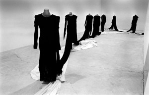 A-POC by Issey Miyake, single roll knitted jacquard fabric dress on view at Ace Galleries in 1999.