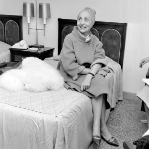 Madame Gres answers questions during an interview in the Americana Hotel in New York City, before attending the April in Paris Ball, 1963.