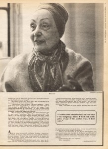 A story on Alix Gres published in WWD, February 1977.