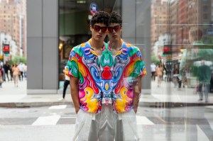 Vilebrequin x Kenny Scharf shirt. R.Swiader’s cotton pants and Hanro’s cotton tank top.