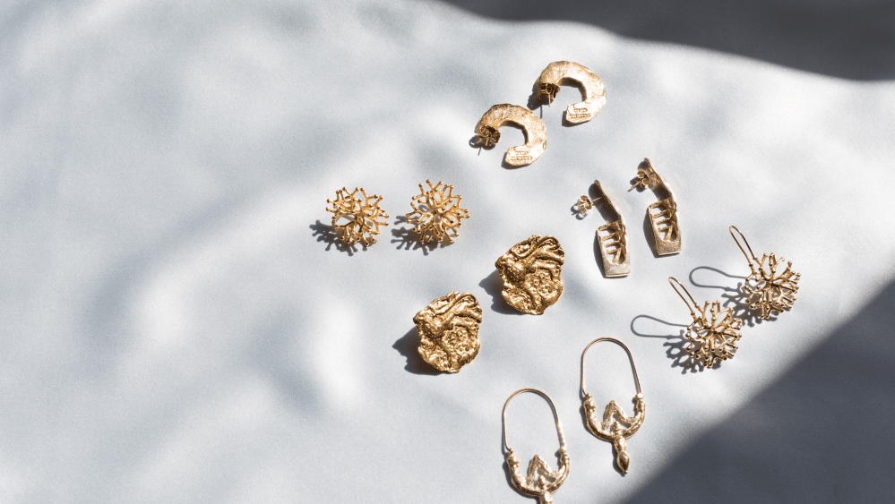 A spread of salvaged jewelry at Lylie.