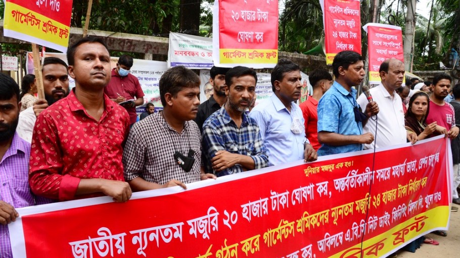 Bangladesh garment union protest.