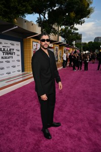 Bad Bunny arrives at the Los Angeles premiere of "Bullet Train" held at Regency Village Theatre on August 1, 2022 in Los Angeles, California.