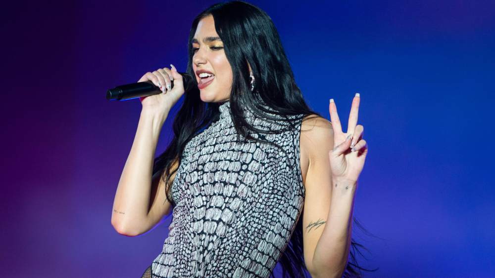 BUDAPEST, HUNGARY - AUGUST 10: Dua Lipa performs on the main stage on day one of Sziget Festival 2022 on Óbudai-sziget Island on August 10, 2022 in Budapest, Hungary. (Photo by Joseph Okpako/WireImage)