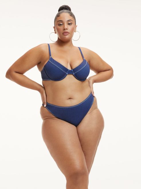Good American recently bowed Denim Better, a line of size-inclusive swim tops and bottoms that look like denim.