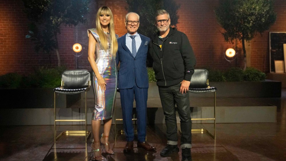 Hedi Klum, Tim Gunn and Champion chief global design officer Ned Munroe on 'Making the Cut' season three.