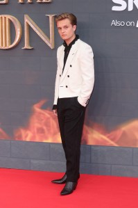 LONDON, ENGLAND - AUGUST 15: Tom Glynn-Carney attends the "House Of The Dragon" Sky Group Premiere at Leicester Square on August 15, 2022 in London, England. (Photo by Mike Marsland/WireImage)