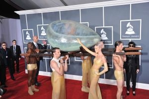 Singer Lady GaGa arrives at the 53rd Annual Grammy Awards held at the Staples Center. (Photo by Frank Trapper/Corbis via Getty Images)