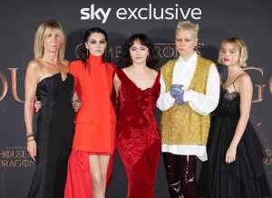(left to right) Eve Best, Emily Carey, Olivia Cooke, Emma D'Arcy and Lilly Alcock attends the House of Dragon premiere at Leicester Square Gardens in London. Picture date: Monday August 15, 2022. (Photo by Ian West/PA Images via Getty Images)