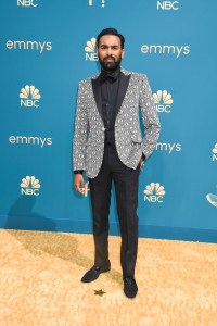 Himesh Patel on the 2022 Emmy Awards red carpet.