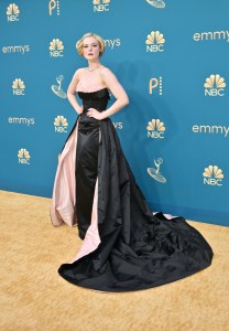 Ella Fanning in Sharon Long on the 2022 Emmy Awards red carpet.