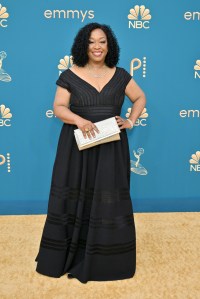 Shonda Rhimes on the 2022 Emmy Awards red carpet.