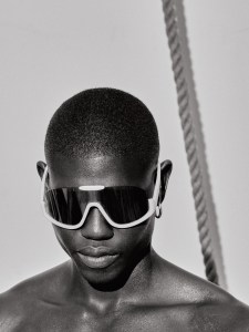 Moncler’s Visseur in 21C optic white sunglasses.