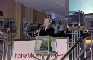 Meryl Streep Presents "Caring Star" Award to Katic Couric at Bloomingdales in New York, 2002.