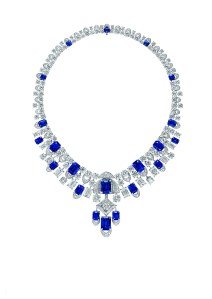 Graff’s sapphire and diamond necklace, set in white gold.