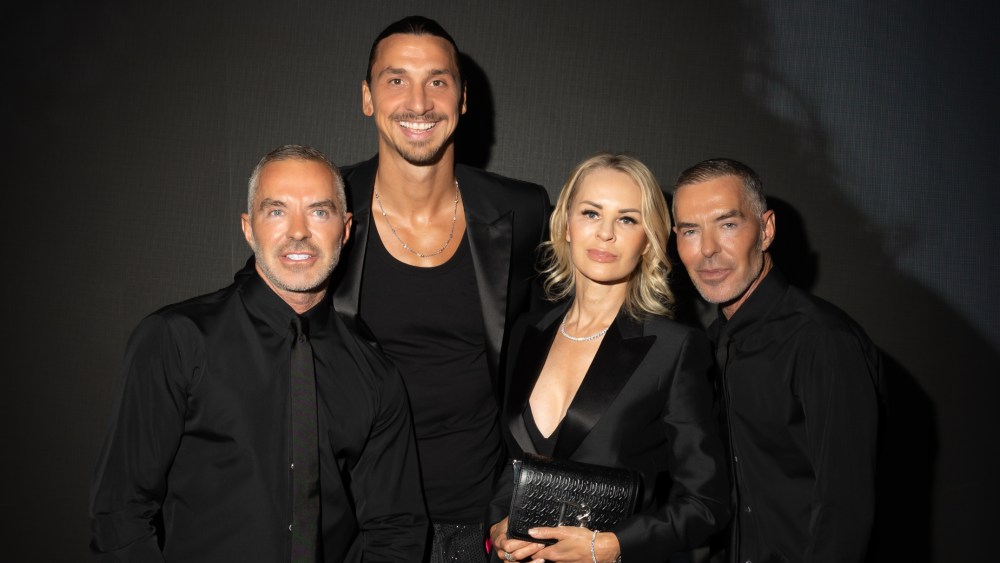 Dean and Dan Caten with Zlatan Ibrahimović and Helena Seger in Milan.