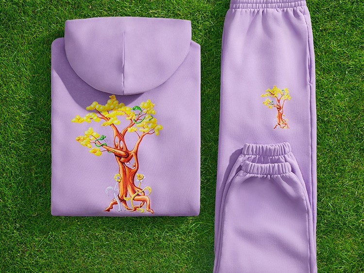 Looks from the Pangaia x Kenny Scharf capsule.