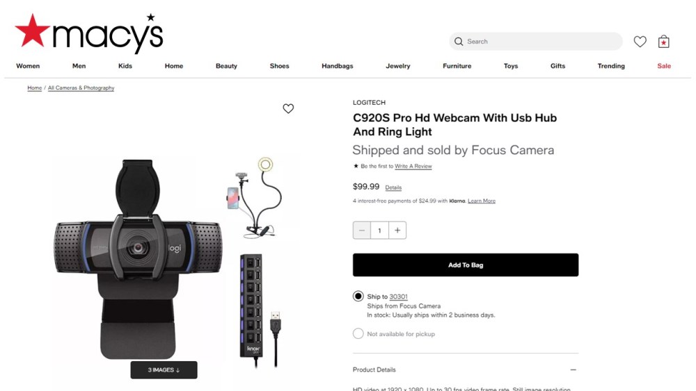 An illustration of a product on macys.com listed through the marketplace platform.