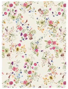 “Spring 2023 is inspired by excerpts of flowers from Emily Dickinson's Herbarium. The collection is a celebration of youthful textures and colors. The custom hand painted floral print explores the mortality of beauty.” – Michelle Ochs