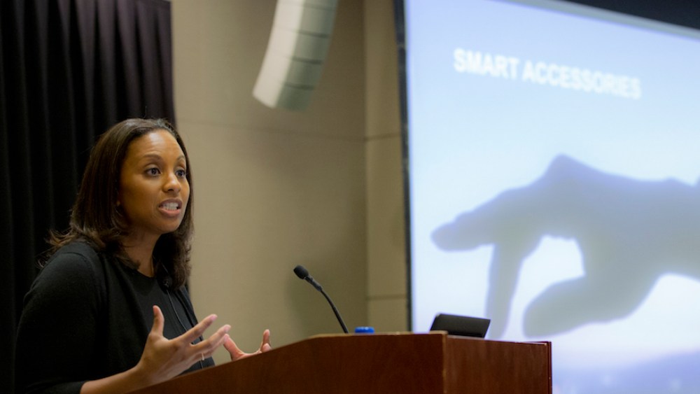 Kenya Wiley at the commerce department podium data.