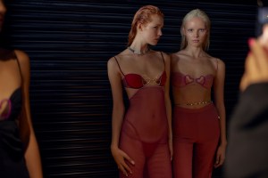 Backstage at Nensi Dojaka RTW Spring 2023 on September 2022 in London