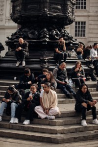 The scene on the streets and parks of London.