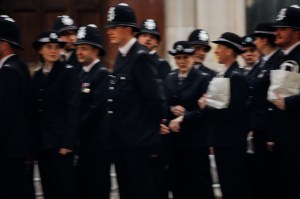 The scene on the streets and parks of London.