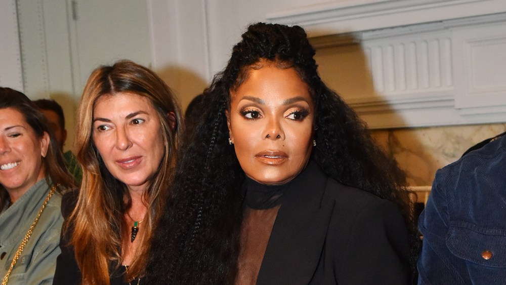 Janet Jackson sitting at Christian Siriano NYFW