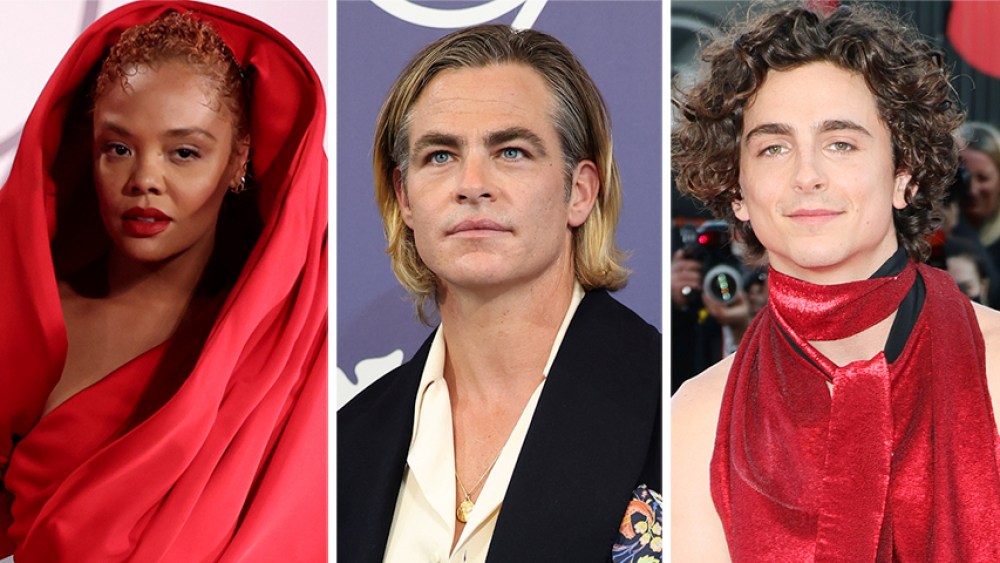 Tessa Thompson, Chris Pine and Timothee Chalamet.