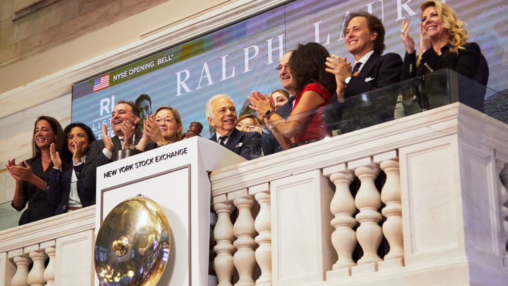 Ralph Lauren and executives at the New york stock exchange