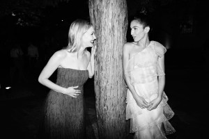 Sarah Gadon and Elodie Yung at the Armani Beauty dinner event during Venice Film Festival.