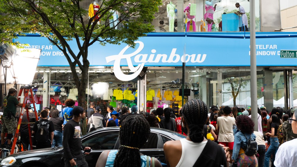 The scene at Telfar’s NYFW Rainbow Pop-up