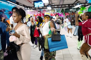 The scene at Telfar’s NYFW Rainbow Pop-up