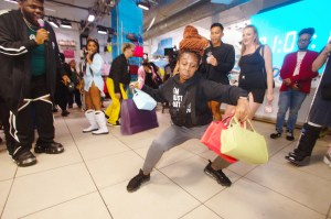 The scene at Telfar’s NYFW Rainbow Pop-up