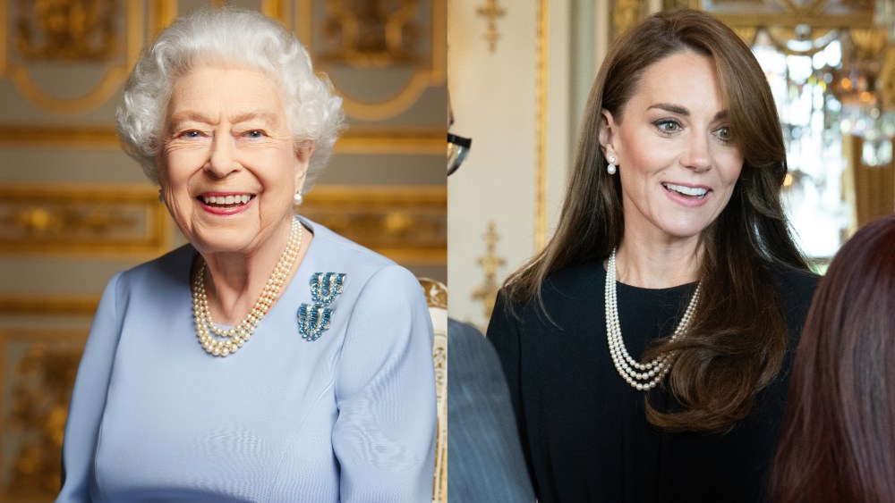 queen Elizabeth II Kate Middleton princess of Wales pearl necklace