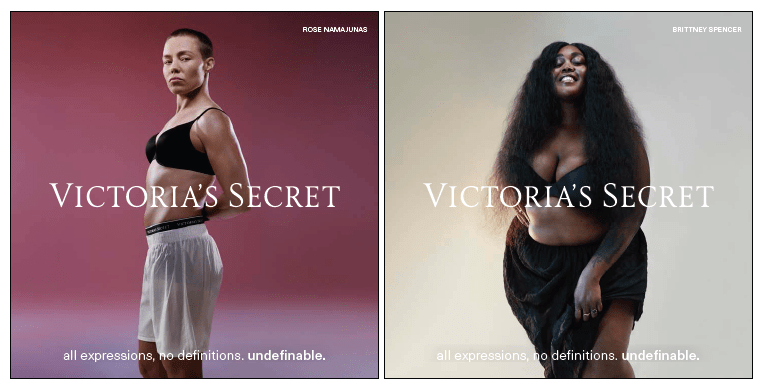 Women’s fighting champion and mixed martial artist Rose Namajunas, left, and model Ceval Omar in Victoria's Secret's new Undefinable campaign.