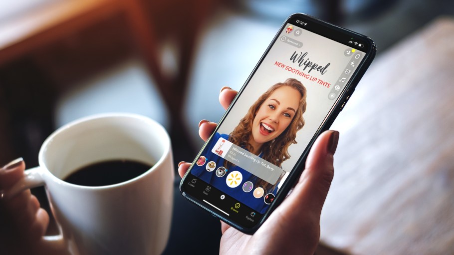 An in-app Walmart ad viewed on Snapchat via a mobile device.