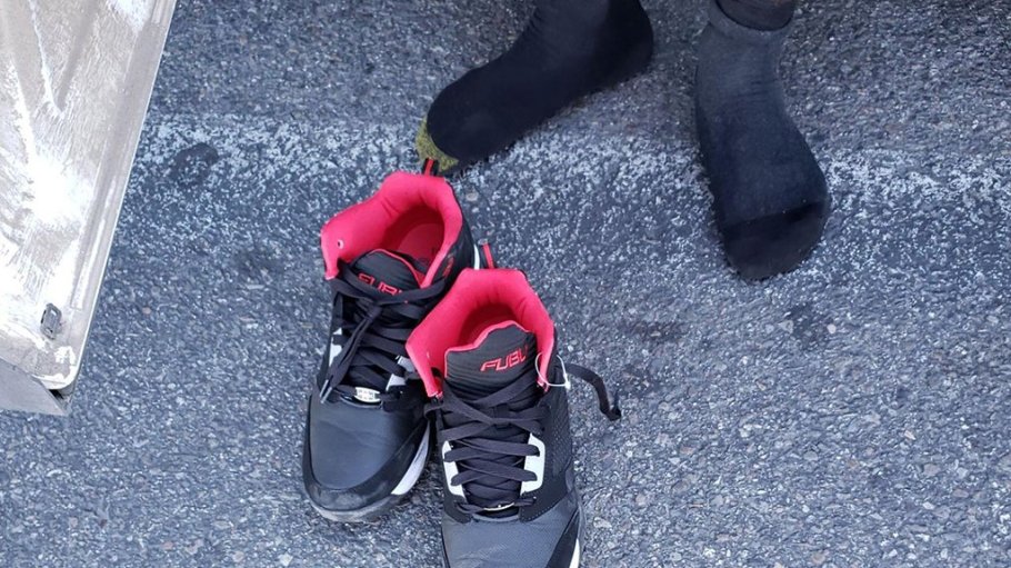 These sneakers, photographed here, were stolen and later returned to a Walmart in Spokane, Wash. The suspect, 27-year-old Jacob Lockard, was arrested and barred from all Walmart stores.