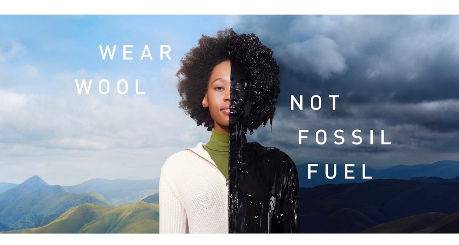 The Woolmark Company’s “Wear Wool, Not Fossil Fuel” campaign aims to educate people about the impact of synthetic fibers on the environment.