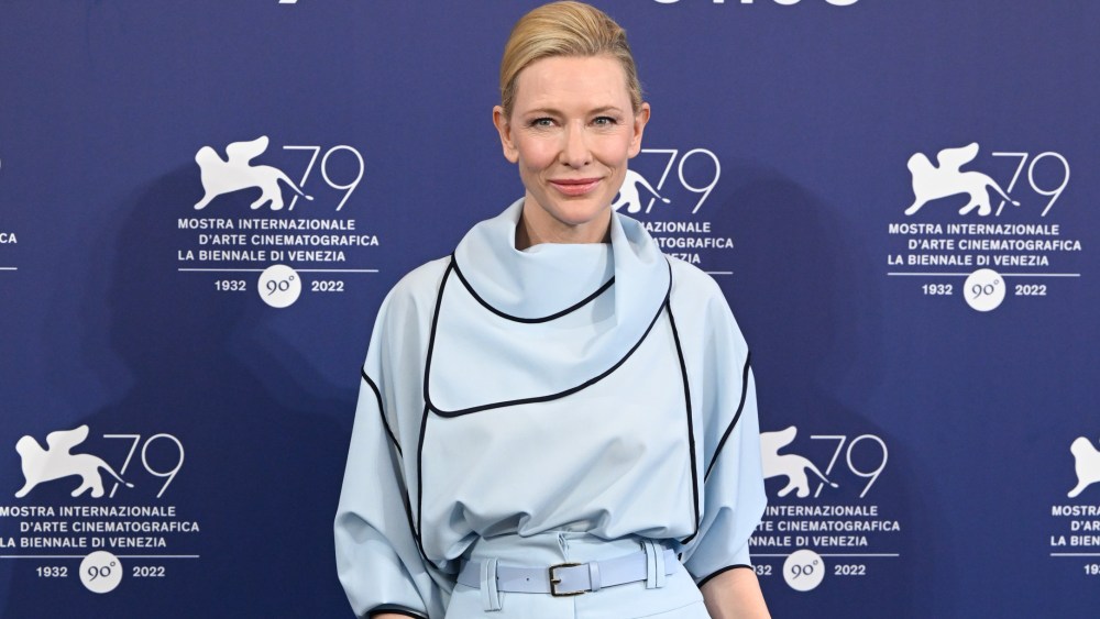 VENICE, ITALY - SEPTEMBER 01: Cate Blanchett wears Roksanda outfit and attends the photocall for "Tar" at the 79th Venice International Film Festival on September 01, 2022 in Venice, Italy. (Photo by Stephane Cardinale - Corbis/Corbis via Getty Images)