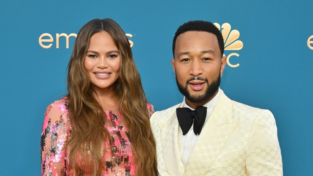 Chrissy Teigen and John Legend at the 74th Primetime Emmy Awards held at Microsoft Theater on September 12, 2022 in Los Angeles, California.
