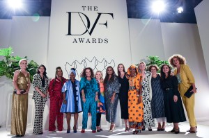 Honorees on stage with Diane von Furstenberg.