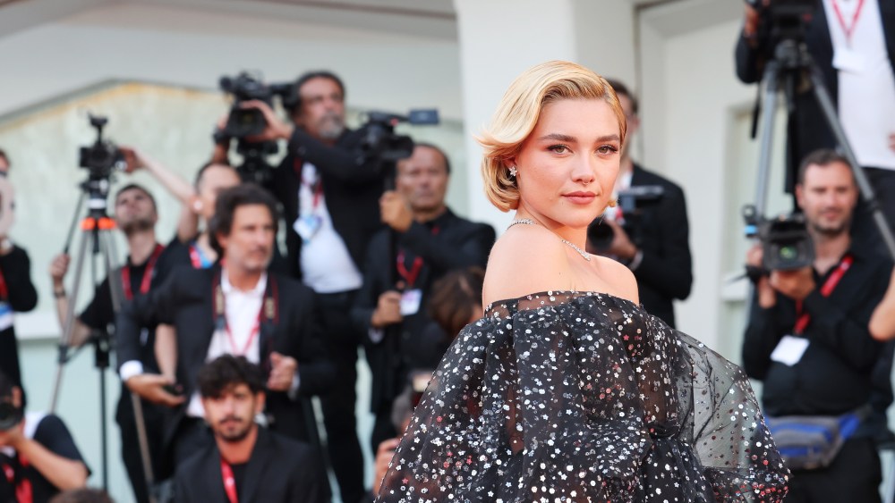 Florence Pugh attends the "Don't Worry Darling" red carpet at the 79th Venice International Film Festival on September 05, 2022 in Venice, Italy. (Photo by Stefania D'Alessandro/WireImage)