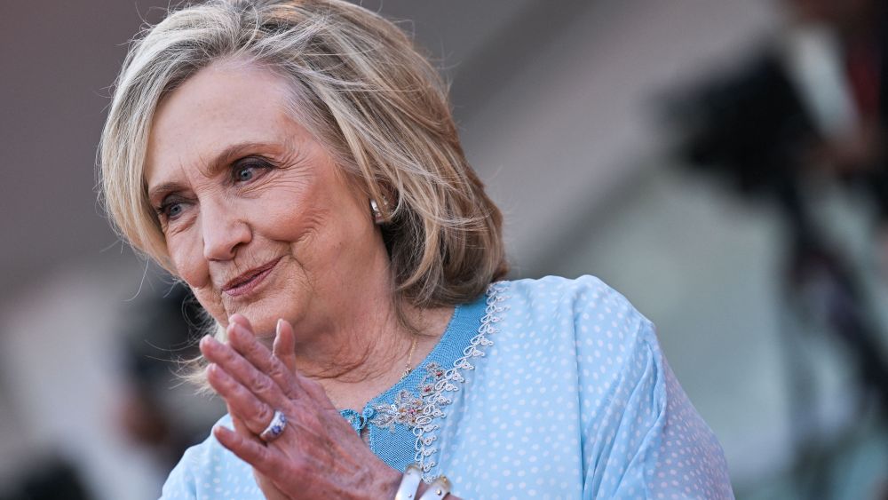 Hillary Clinton wears caftan arrives for the Opening Ceremony and the screening of the film "White Noise" on August 31, 2022 during the 79th Venice International Film Festival at Lido di Venezia in Venice, Italy. (Photo by Tiziana FABI / AFP) (Photo by TIZIANA FABI/AFP via Getty Images)