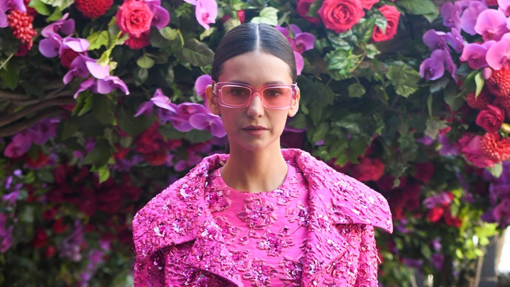 Nina Dobrev in pink valentino outfit nyfw