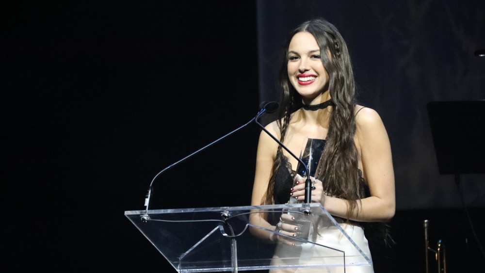 Olivia Rodrigo speaks onstage during the 2022 Canadian Songwriters Hall Of Fame Gala on Sept. 24