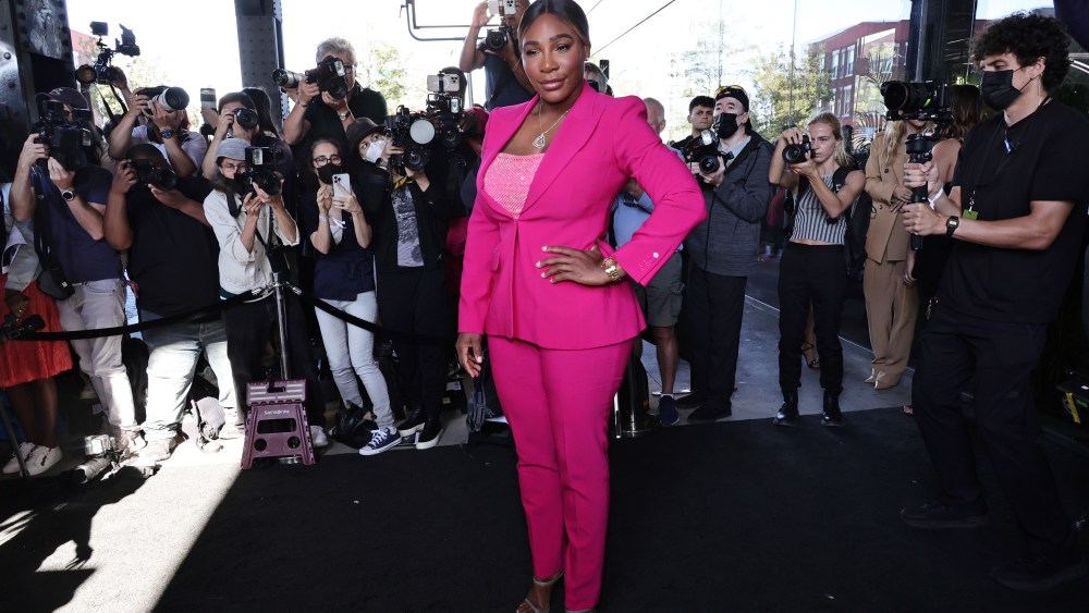 Serena Williams wearing pink suit attends the Michael Kors Collection Spring/Summer 2023 Runway Show on Sept. 14 in New York City.