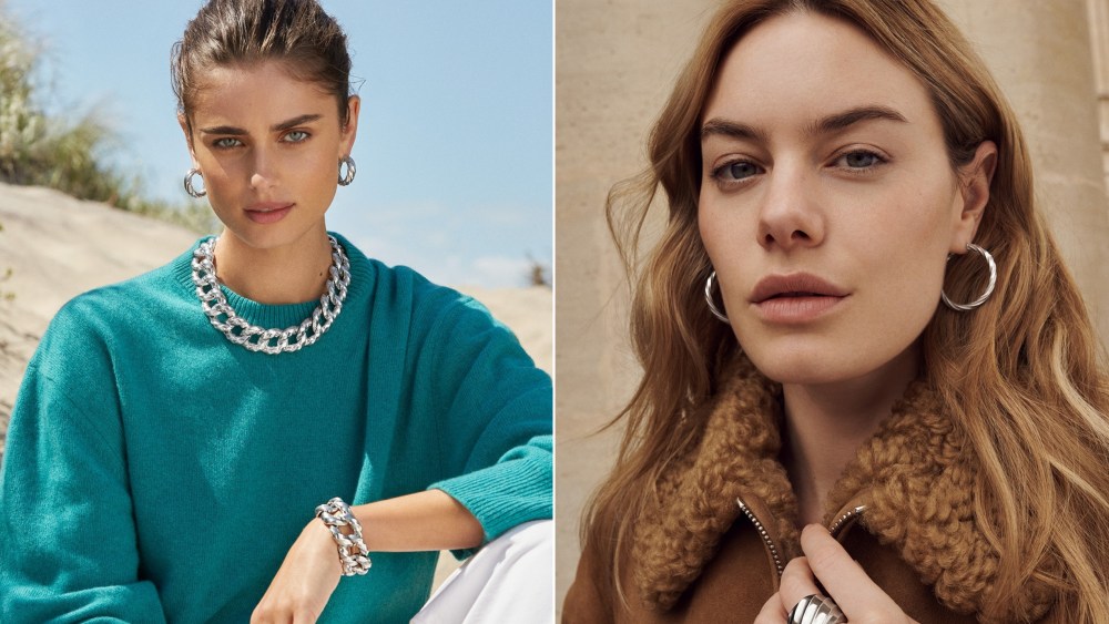 Taylor Hill and Camille Rowe for David Yurman's fall 2022 social media campaign.