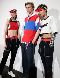 Lucky Blue Smith and models backstage at the Tommy Hilfiger 2018 show.